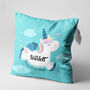 Personalised Enchanted Unicorn Name Cushion, Gift For Little Girls, thumbnail 2 of 6