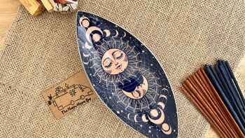 Enamelled Incense Burner Bowl Sun And Moon Design, 2 of 7