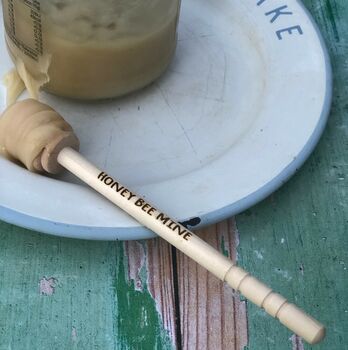 Personalised Long Wooden Honey Dipper Drizzler, 2 of 3
