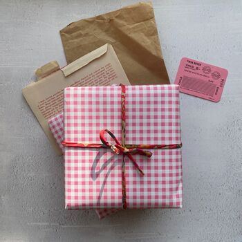 Pink Gingham Paper Fibre Wrapping/Patterned Paper Sheet, 3 of 12