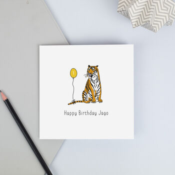 Tiger Birthday Card With Name And Age, 2 of 3