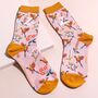 Personalised Miss Sparrow Bamboo Floral Pheasant Socks, thumbnail 1 of 3