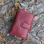 Women's Luxury Burgundy Leather Tab Trifold Purse Rfid Protected Personsalised, thumbnail 1 of 7