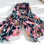 Black Floral Metallic Shimmer Scarf, thumbnail 2 of 5