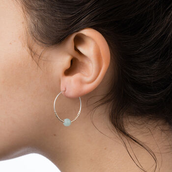 Coral Dyed Jade Delica Hoop Earrings 25mm, 4 of 6
