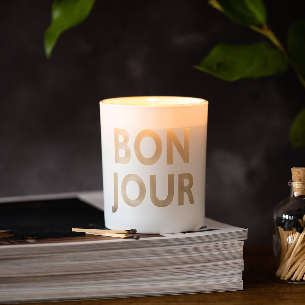 Bonjour Scented Candle, 1 of 4