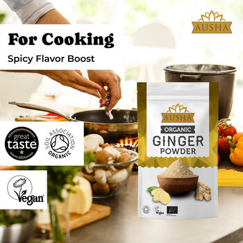 Ausha Organic Ginger Powder 500g For Cooking Digestion UK Certified Organic By Soil Association Great Taste Award 2023, 5 of 12