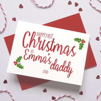 Personalised 1st Christmas As Parents Holly Card, 2 of 4