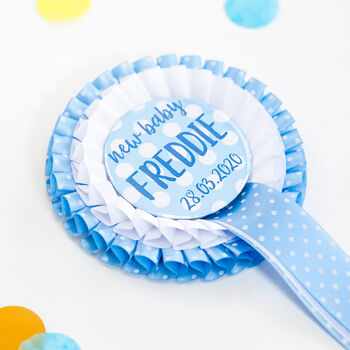 New Baby Boy Personalised Rosette, 3 of 4