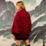 Black Embroidered Butterflies Wine Short Kimono, thumbnail 2 of 7