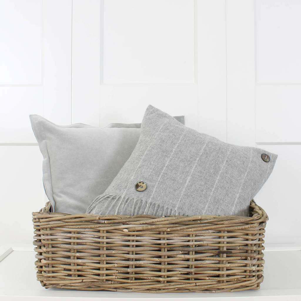 grey wash rattan rectangular basket by marquis & dawe