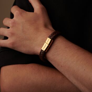 Personalised Brown Leather Bracelet Mens Gift Ideas, 2 of 12