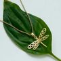 Gold Plated Sterling Silver Dragonfly Necklace, thumbnail 2 of 4