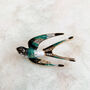 Enamel Swallow Brooch With Diamante, thumbnail 4 of 8
