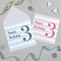 Candy Stripe 3rd Birthday Card, thumbnail 2 of 7