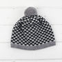 Triangle Knitted Pom Pom Hat, thumbnail 2 of 5