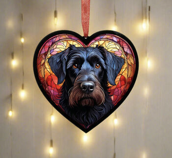 Schnauzer Stained Glass Effect Heart Suncatcher, 3 of 5