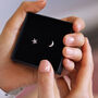 Sterling Silver Moon And Star Stud Earrings, thumbnail 1 of 8