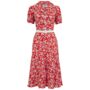 Lisa Dress In Pansy Print Vintage 1940s Style, thumbnail 1 of 2