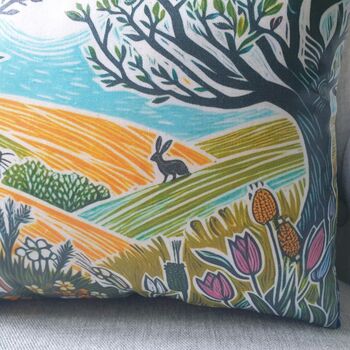 Hare Print Countryside Decorative Cushion For Nature Lovers, 4 of 8