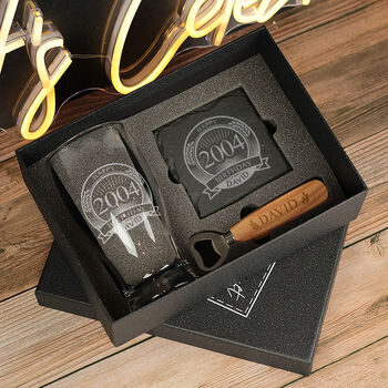 Personalised Happy Birthday Year Pint Glass And Gift Set, 5 of 5