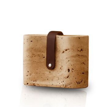 Travertine Decorative Object With Leather Strap, 2 of 2