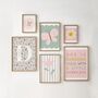 Girls Personalised Floral And Butterfly Wall Print Gallery Set, thumbnail 1 of 5