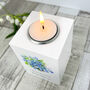 Personalised Forget Me Not White Memorial Tea Light Holder, thumbnail 3 of 6