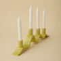 Handmade Chartreuse Wavy Ceramic Candelabra For Four Candles, thumbnail 4 of 9