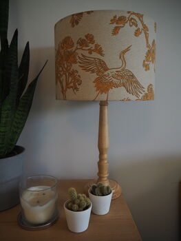 Oriental Crane Mustard Lampshade, 2 of 9