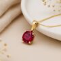 Personalised 9ct Gold Ruby Necklace July Birthstone, thumbnail 3 of 10