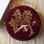 Gold Tree Maroon Velvet Round Clutch, thumbnail 1 of 4