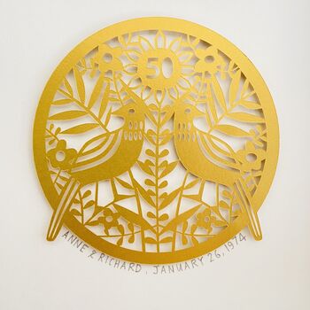 Personalised Golden Wedding Anniversary Paper Cut, 8 of 12