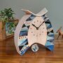 Pottery Large Mantel Clock In Blue Triangle Pattern, thumbnail 3 of 8