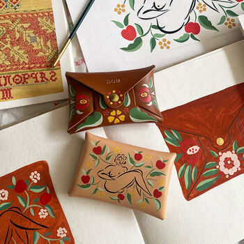 Personalised Leather Card + Coin Purse With Liv And Dom Nude Print, 2 of 6