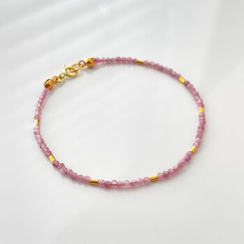 Dainty Pink Tourmaline Beaded Bracelet In Gold Vermeil, 3 of 4