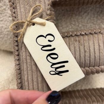Personalised Wooden Tags Corduroy Fabric Letter, 6 of 7
