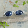 Midnight Blue Sapphire Cufflinks In Sterling Silver, thumbnail 1 of 2