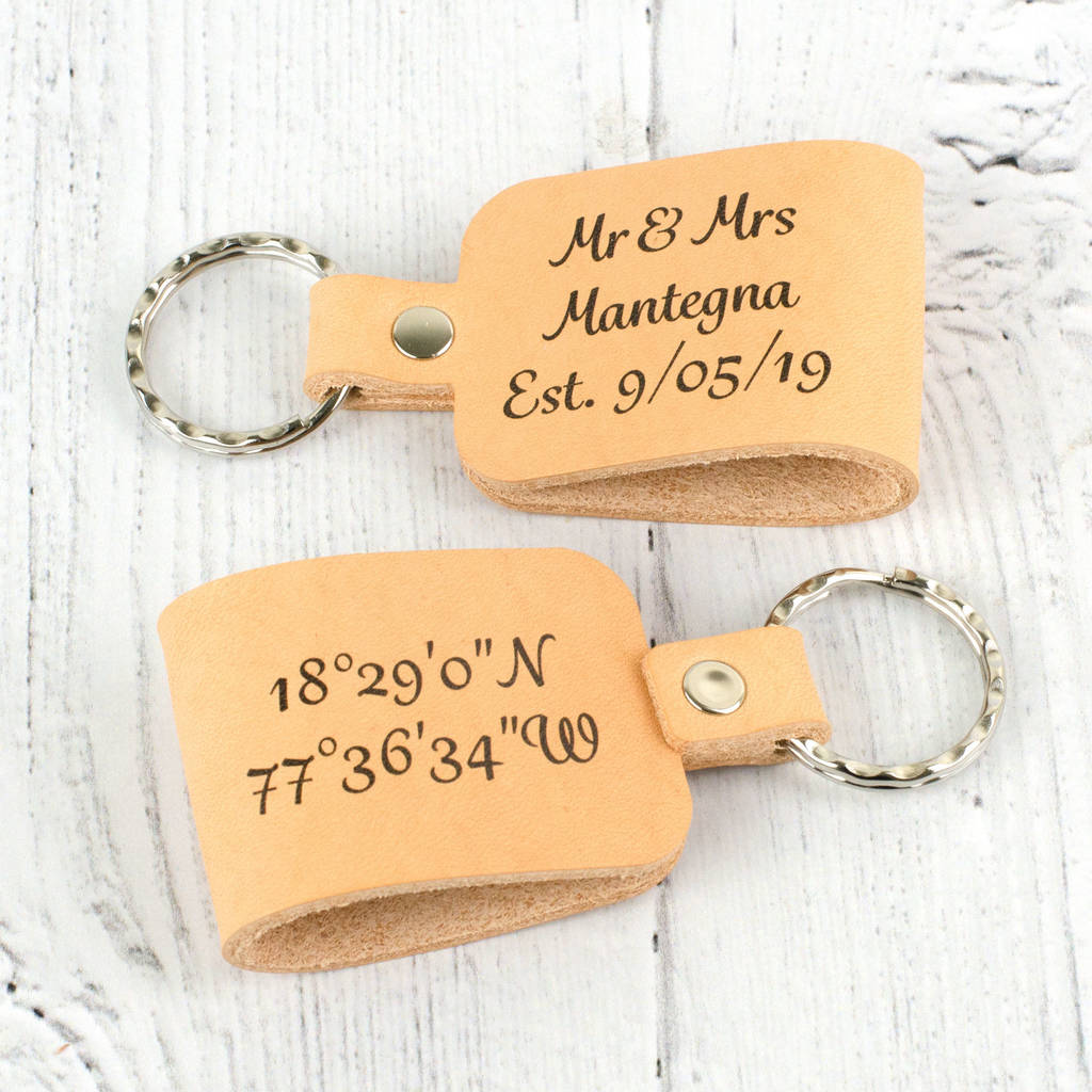 Image of Pair Of Mr And Mrs Personalised Coordinates Keyrings