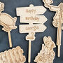 Personalised Bunny Rabbit Wooden Cake Topper Set, thumbnail 2 of 5