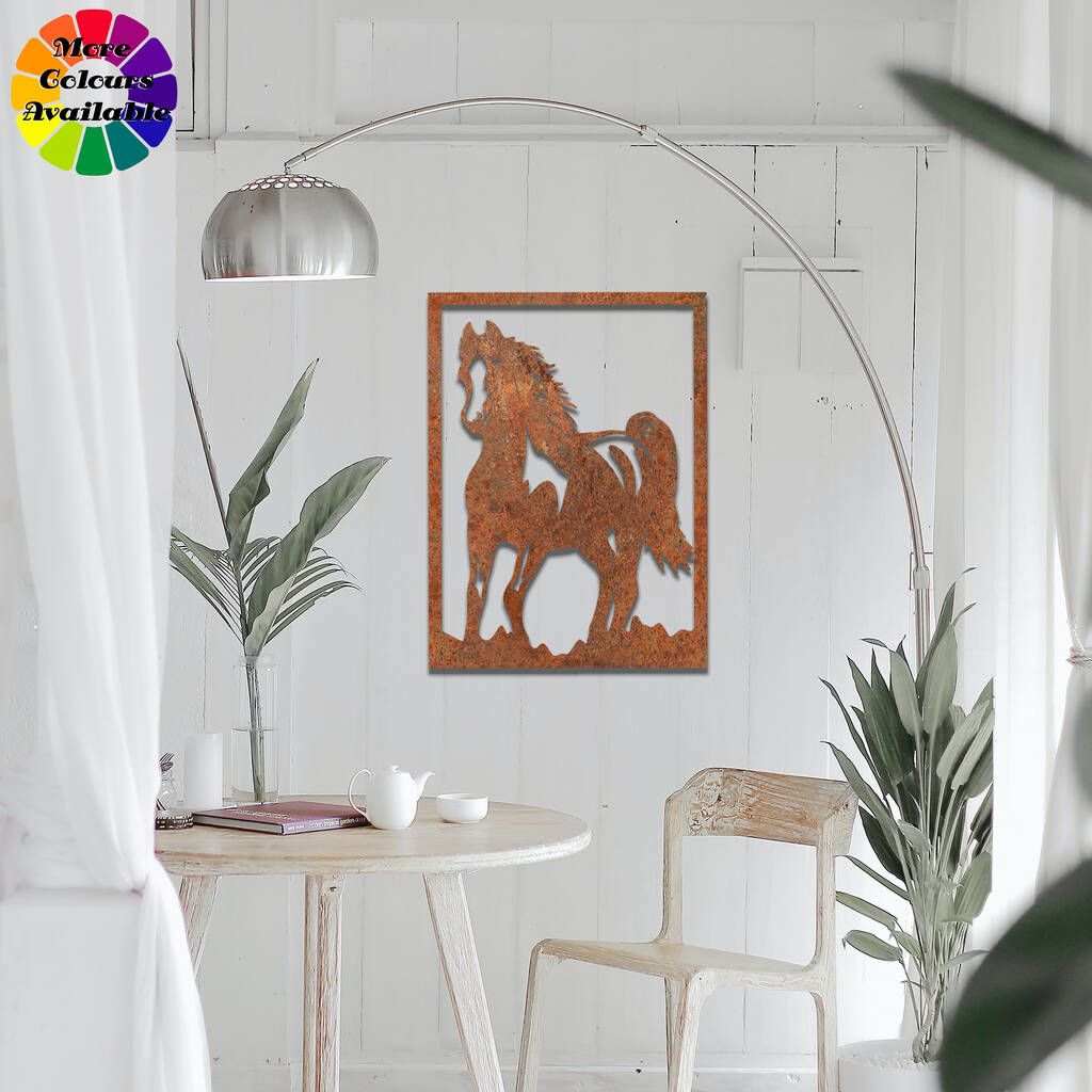 Rusted Metal Horse In Frame Metal Horse Wall Art By Duke Craft