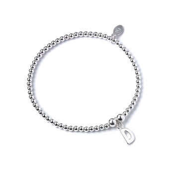 Sterling Silver Ball Bead Bracelet With Initial, 11 of 12