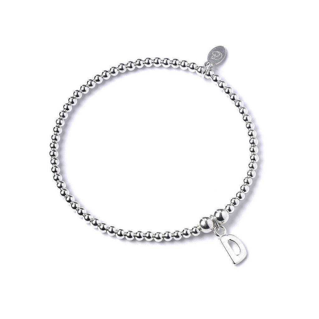 Sterling Silver Ball Bead Bracelet With Initial By Mylee London ...