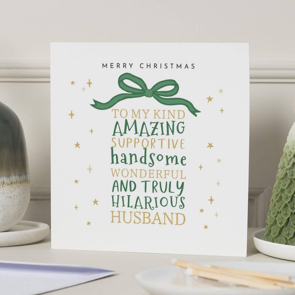 Personalised Present Christmas Card For Husband, 1 of 7