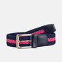 Navy And Cerise Stripe Ladies Woven Stretch Belt, thumbnail 2 of 2
