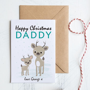 Daddy Christmas Card Personalised With Cute Deer, 3 of 4