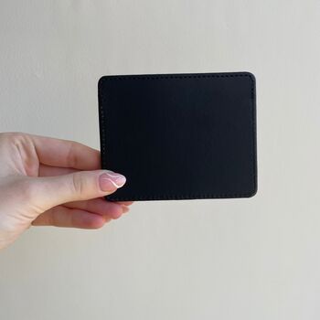 Personalised Smooth Black Unisex Faux Leather Card Holder, 3 of 4