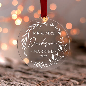Personalised First Christmas Married Christmas Bauble, 7 of 11
