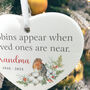 Robins Appear Ceramic Heart Hanging Decoration Bauble + Gift Box, thumbnail 6 of 7