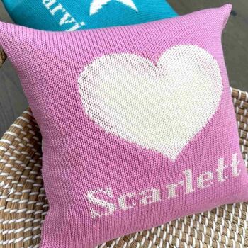 Personalised Knitted Heart Cushion, 3 of 5